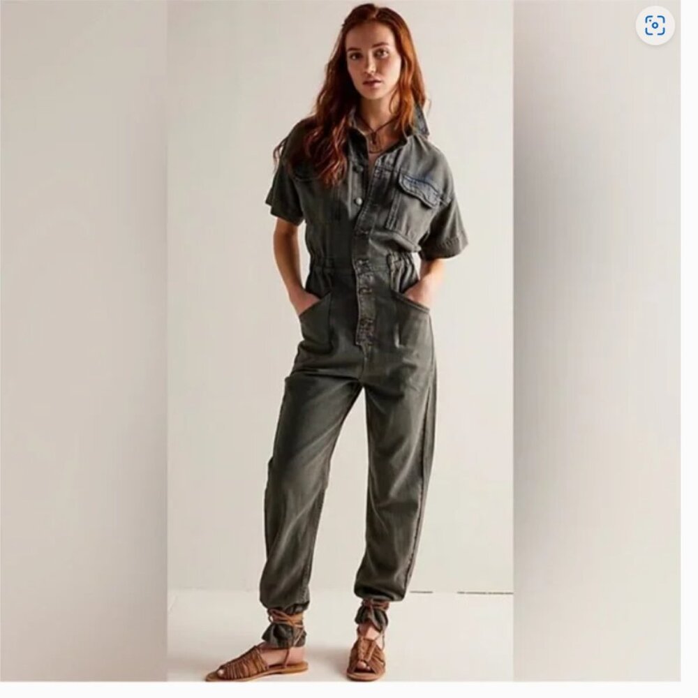 NWOT Free People We the Free Marci Denim Utility Coveralls Size XS Ian Indigo
